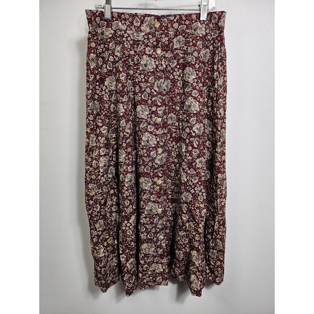 Vintage Norton McNaughton Midi Skirt CottageCore Prairie Floral 80s 90s Size 8